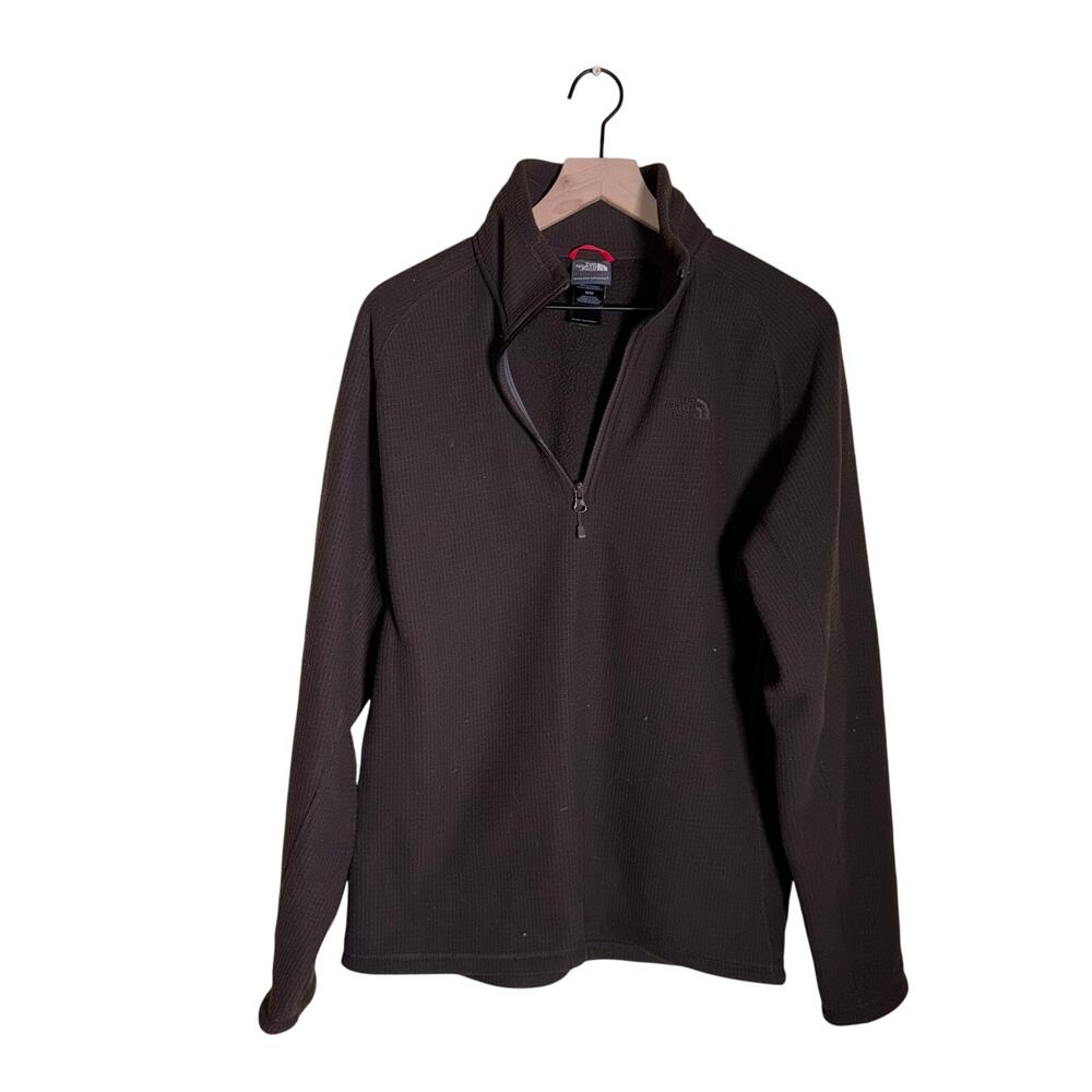 THE NORTH FACE chocolate brown waffle knit quarter zip outdoor pullover M